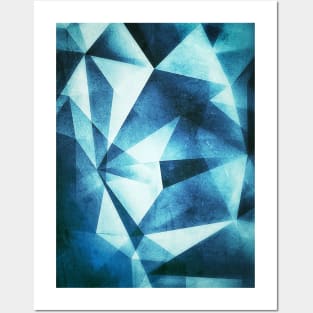 Abstract geometric triangle pattern ( Carol Cubism Style) in ice silver - gray Posters and Art